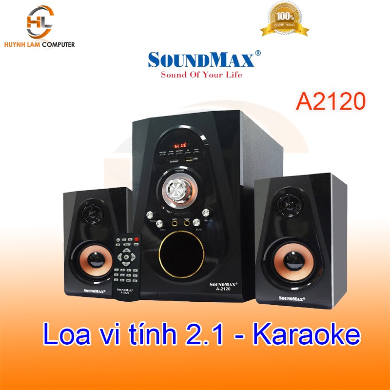 Loa vi tính 2.1 SoundMax A2120 công suất 60W hỗ trợ Bluetooth USB Thẻ nhớ có Karaoke quá đã - Hãng phân phối