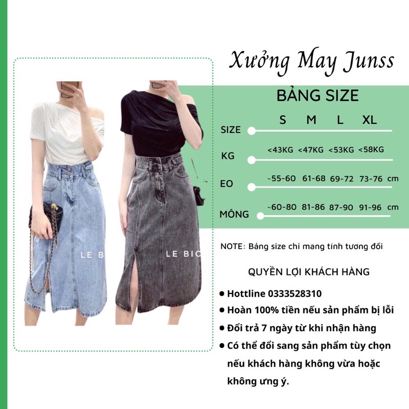 Chân Váy Jeans Dáng Dài Cạp Cao Xẻ Gấu Phong Cách Ulzzang,Chân váy bò nữ dáng dài xẻ tà