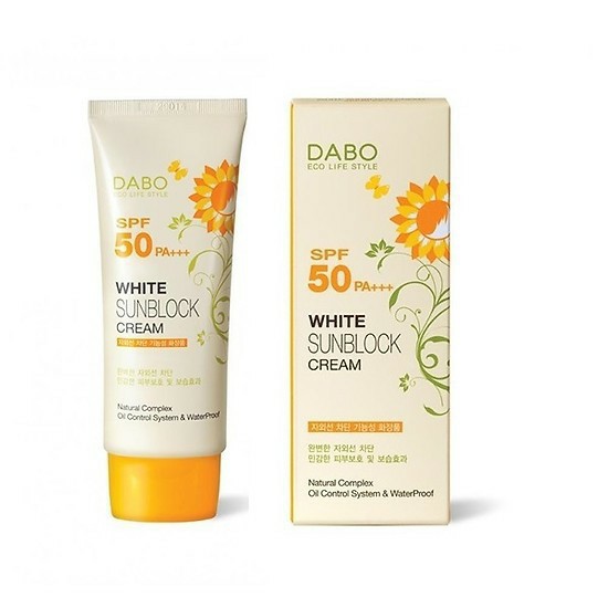 Kem Chống Nắng Dabo,Hoa Cúc -Trắng Da- Sạch Nhờn Hàn Quốc Dabo White Sunblock Cream SPF 50 PA+++70ml [Hàng Chính Hãng]