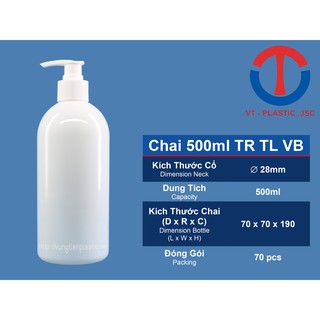  COMBO 10 chai nhựa 500ml vòi nhấn - vòi bơm mỹ phẩm chai nhựa PET đựng dầu gội   nước rửa tay   sữa tắm 