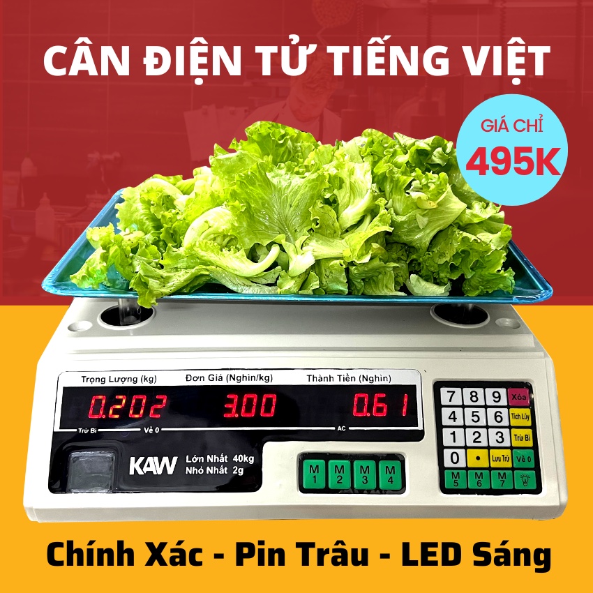 Cân điện tử KAW nhiều chức năng nhớ giá, cộng dồn, trừ bì Bảo Hành 12 Tháng, lỗi 1 đổi 1 chính hãng