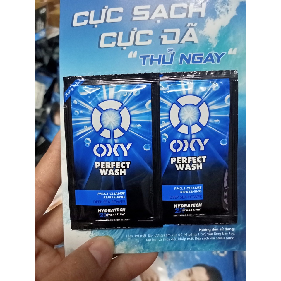 2 Kem Rửa Mặt OXY Sạch Nhờn Mát Lạnh gói 3g mẫu thử chính hãng