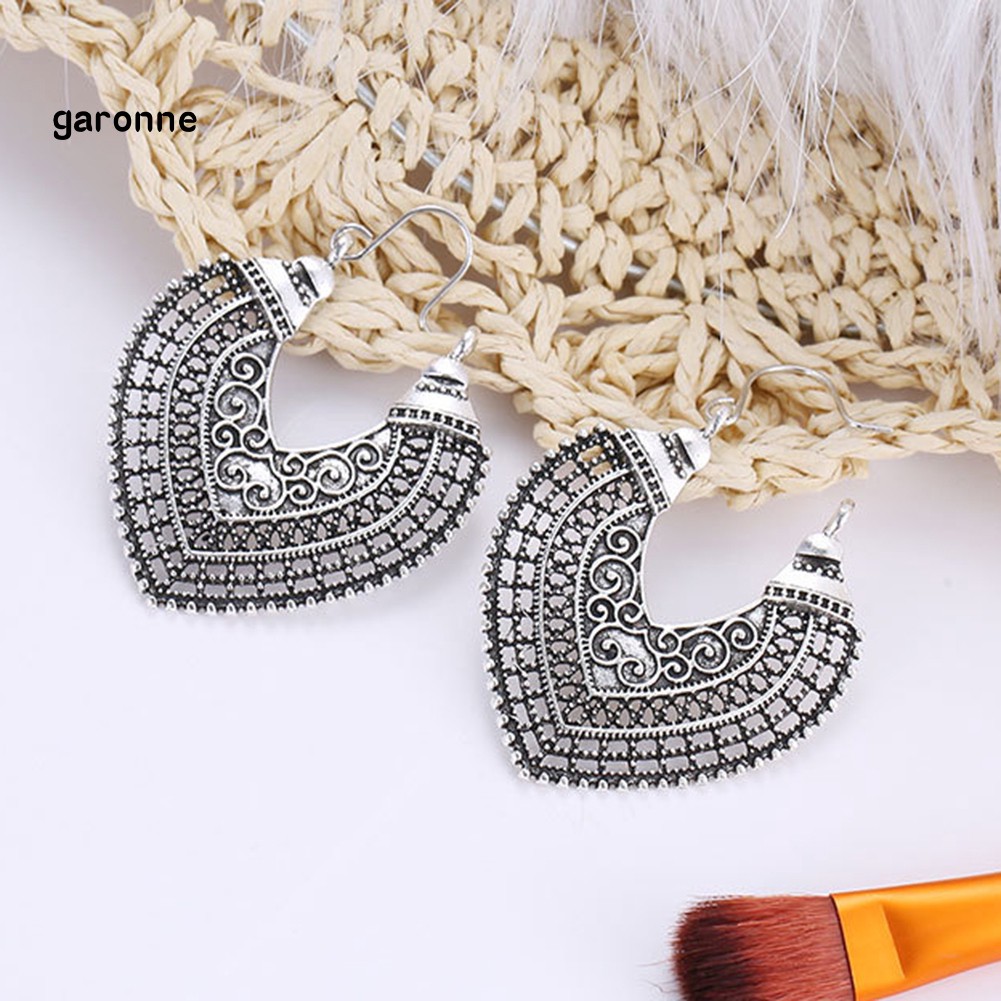 GA_Retro Women Hollow Out Heart Shape Dangle Statement Leverback Earrings Jewelry