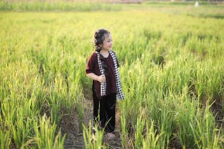 [ Ảnh thật] Bà ba cho bé gái, tặng kèm khăn