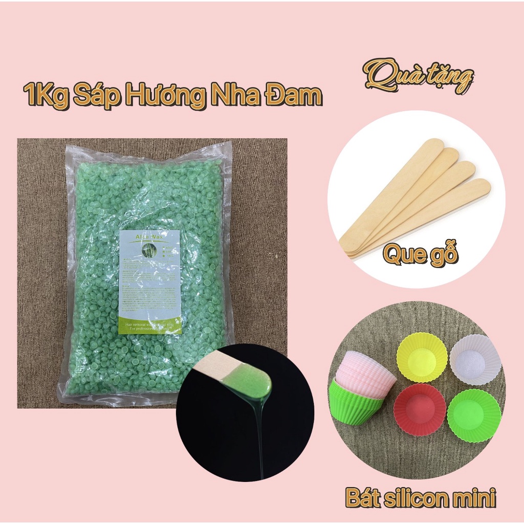 [TẶNG BÁT SILICON MINI] 1KG SÁP MÀU TẨY LÔNG WAX BEANS SIÊU BÁM LÔNG TẶNG KÈM QUE WAX