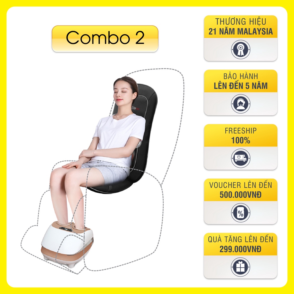 Combo Đệm Massage OKIA eMove Lite + Máy Massage Chân OKIA eMiracle