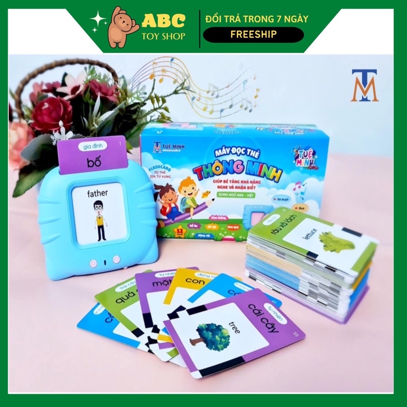 MẪU MỚI_Máy Đọc Thẻ Flashcard Tiếng Anh Việt Song Ngữ 224 từ vựng cho bé - Thẻ học thông minh