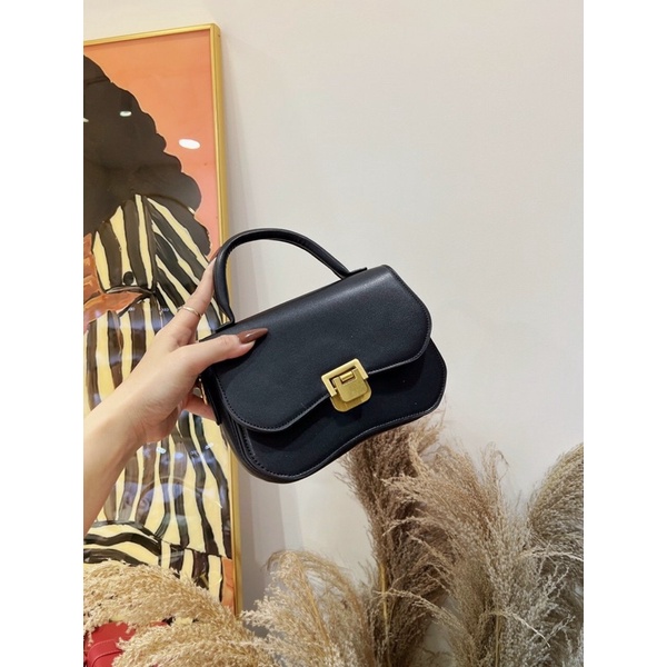 Túi xách tay khoá gập chất liệu da PU cao cấp