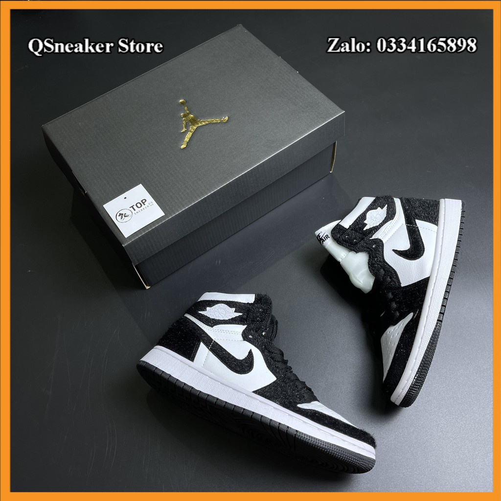 ✔️ Giày Jordan 1 High Panda Lông Full Box Phụ Kiện Giày Thể Thao Nam Nữ Cao Cổ Full Phụ Kiện ✔️