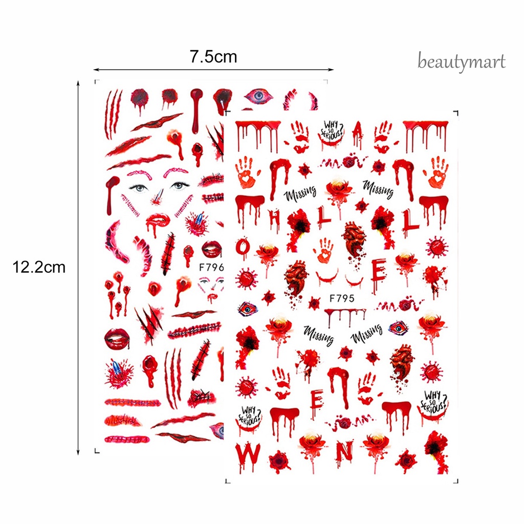 [Hàng mới về] 2 miếng dán trang trí móng tay hình vết sẹo máu kinh dị độc đáo cho nữ