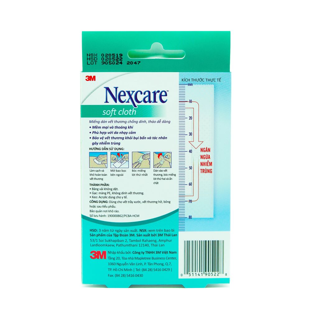 Băng dán bảo vệ vết thương vải mềm Nexcare 3M 6X8cm hộp 4 miếng - Siêu dính, chống thấm nước B300