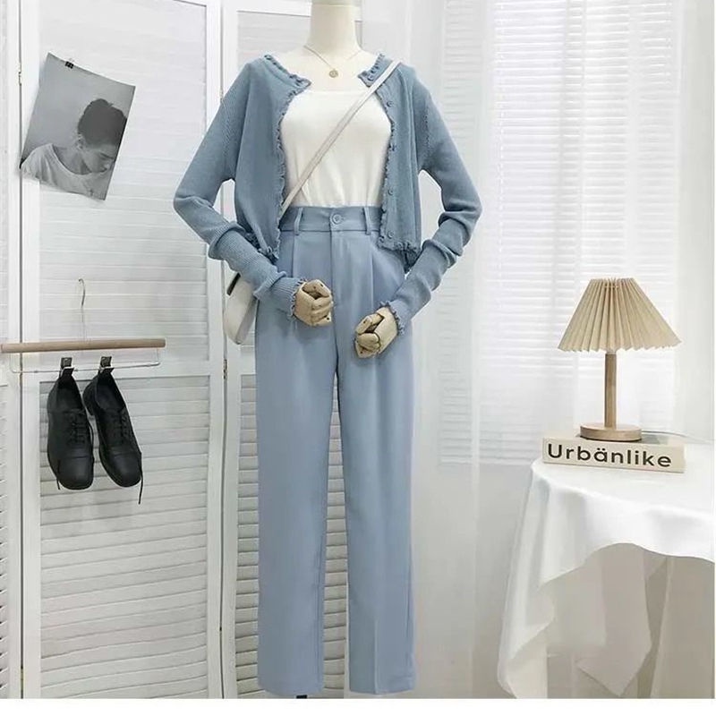Jiashucheng Quần Dài Lưng Cao Dáng Rộng Phong Cách Hàn Quốc Thời Trang Xuân Thu Mới Cho Nữ