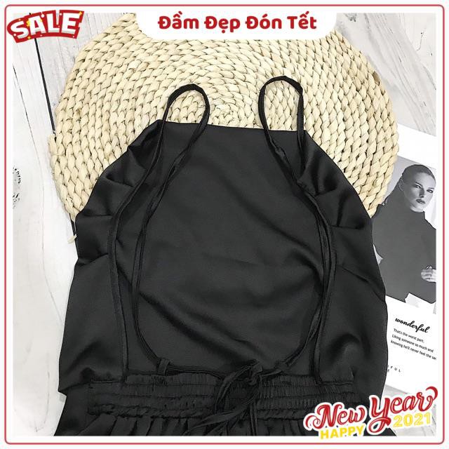 Đầm Đen Gold Dress sang chảnh quyết ru vải lụa mịn - váy ôm hai dây hở lưng from chuẩn | BigBuy360 - bigbuy360.vn