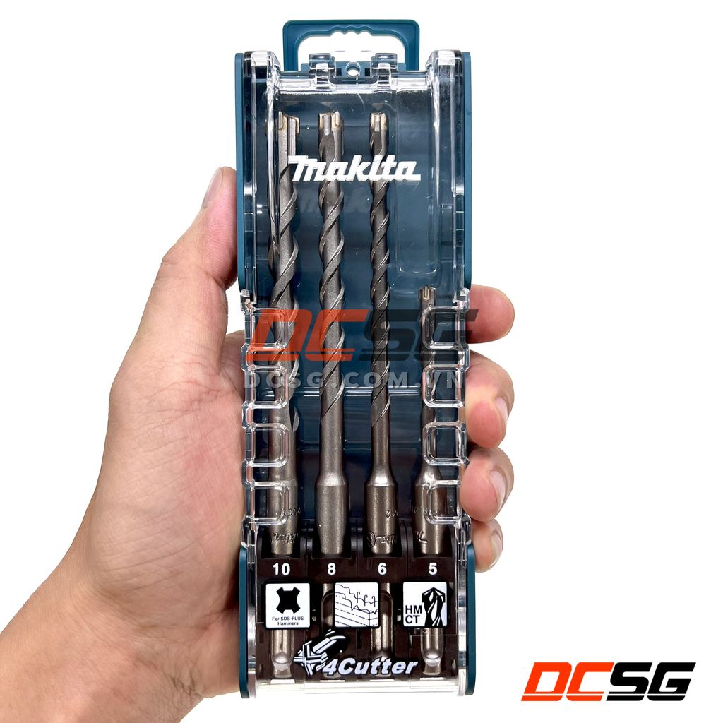 Bộ mũi khoan bê tông SDS-plus hợp kim 4 cạnh (04 mũi/ bộ) Makita E-14249 | DCSG