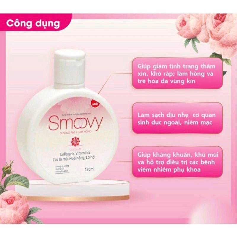 Dung dịch vệ sinh phụ nữ Smoovy dưỡng ẩm làm hồng giảm ngứa ngăn mùi Hàng Nhập Chính Hãng