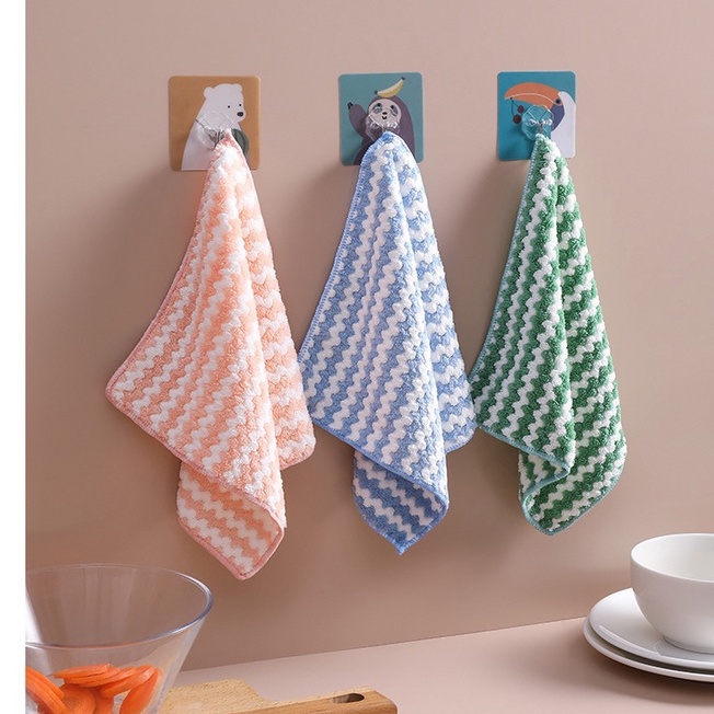 Khăn lau bếp đa năng 2 mặt siêu thấm (lau bếp, bát đĩa, bàn ghế...) to dày kháng khuẩn 25*25cm