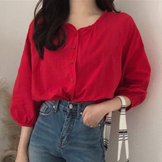 Sơ Mi Thô Nữ Tay Chun Ulzzang ( Có ảnh thật )
