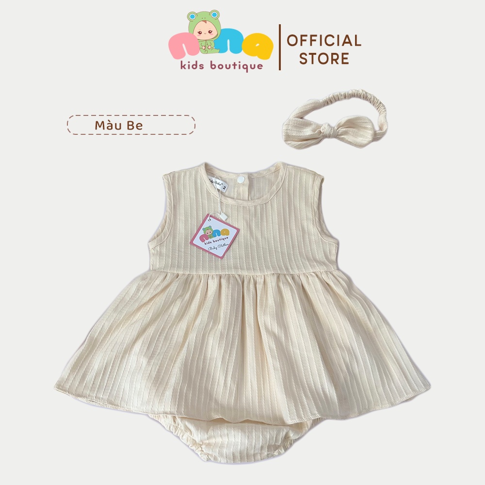 Váy body em bé gái sơ sinh Nina Kids Boutique Bộ đầy tháng sơ sinh bé gái Đồ hè cho bé Size 0m 24m Kèm Turban nơ