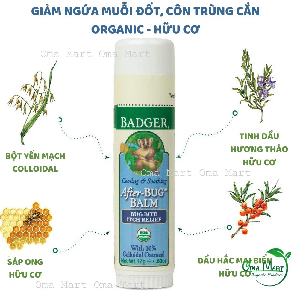 Sáp bôi giảm sưng ngứa do muỗi và côn trùng cắn hữu cơ Badger 17g