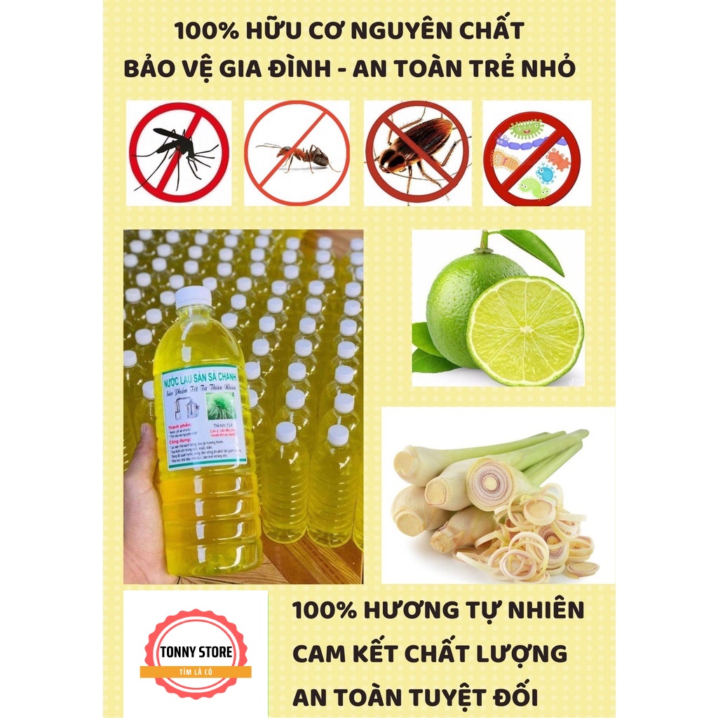 Lau sàn tinh dầu sả chanh 1L NGUYÊN CHẤT - diệt khuẩn, kiến, muỗi