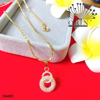 Dây chuyền dạng mì xoắn mặt 2 vòng tròn lồng nhau đính đá thiết kế cao cấp Orin D4465