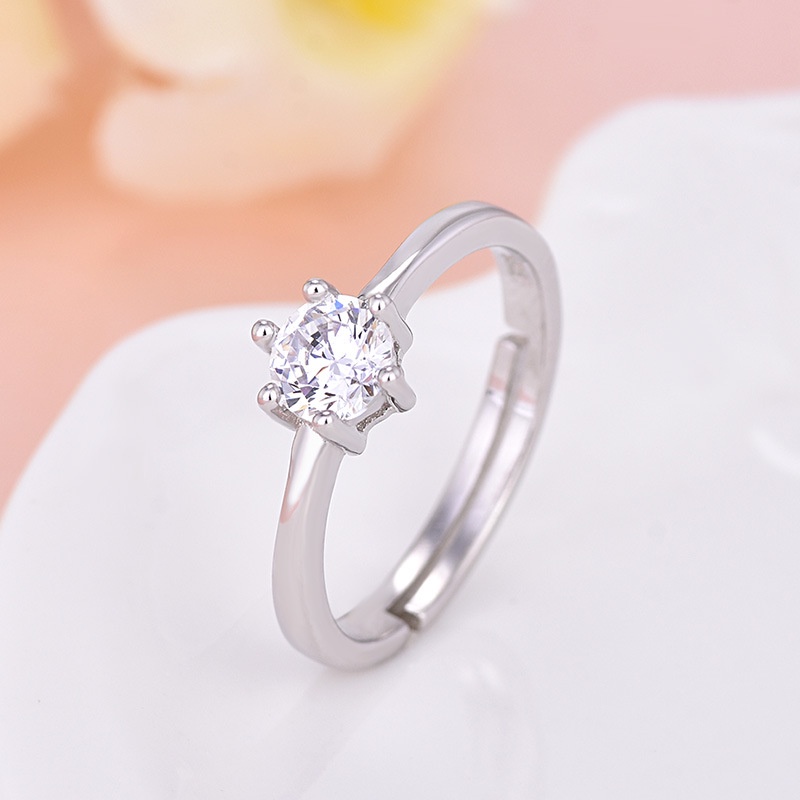 Nhẫn dát đá zircon thời trang đơn giản chỉnh được cho nữ