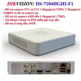 Đầu ghi hình 4 kênh Hikvision DS-7104HGHI-F1 chính hãng