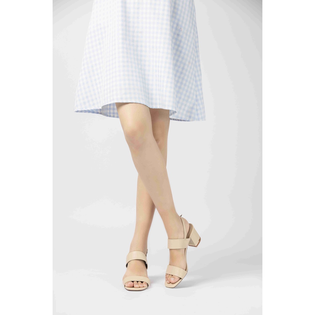 Giày sandal nữ 2 quai gót áp kim 7cm PABNO PN473
