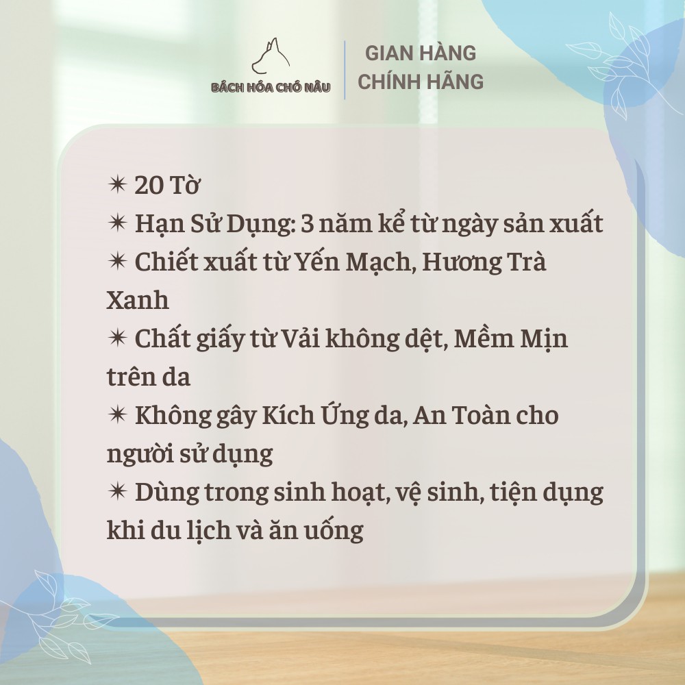 COMBO 4 Khăn Giấy Ướt Bỏ Túi Hàn Quốc LOTTE Choice L Hương Yến Mạch Trà Xanh Không Paraben / Cồn [20 TỜ]