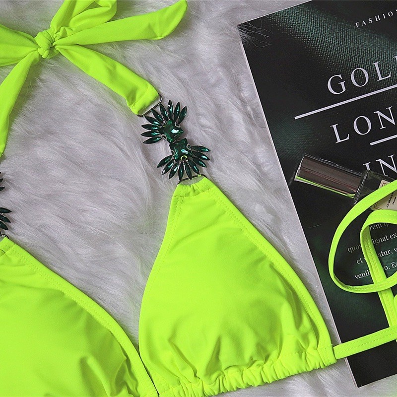 [BKN909] &lt;ÂU&gt; SET BIKINI XANH NEON MIX ĐÁ HOA (CHUN MÔNG)