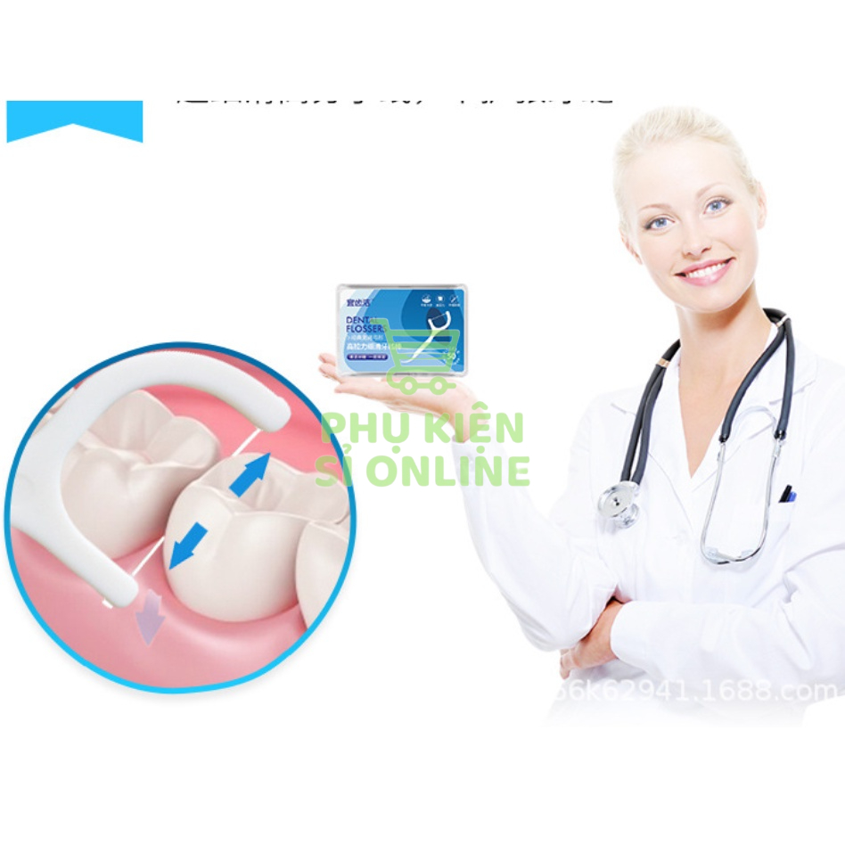 Hộp 50 chiếc tăm chỉ nha khoa sợi chỉ mảnh vệ sinh răng hoàn hảo