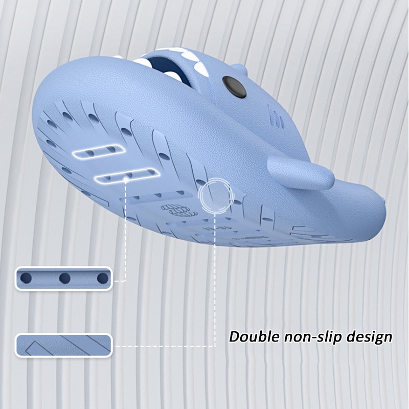 Dép đi trong nhà / ngoài trời thiết kế hình cá mập đáng yêu chống trượt mới dành cho nam và nữ