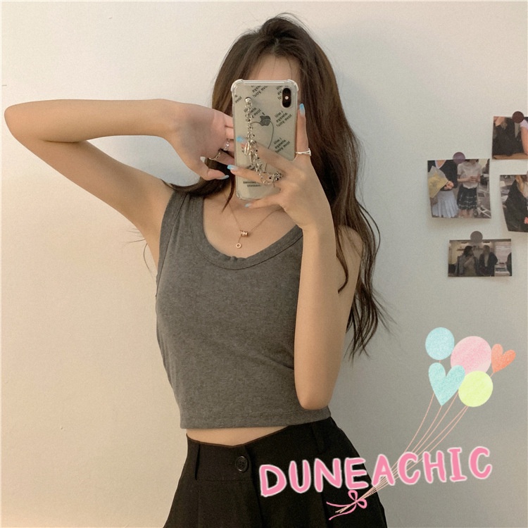 DUNEA Áo Hai Dây Cổ Tròn Có Đệm Ngực Gợi Cảm Cho Nữ