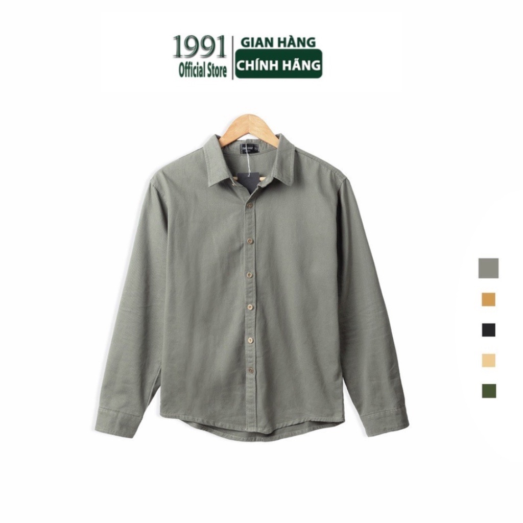 Áo sơ mi basic 1991 Official Store chất kaki cao cấp, Áo sơ mi nam nữ cực đẹp