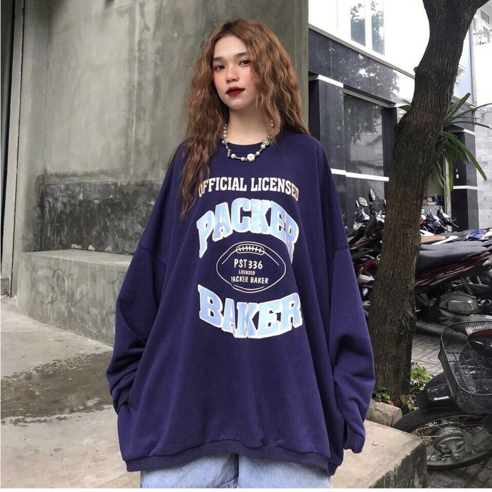 Áo sweater nỉ bông dài tay form rộng dáng dài phong cách hàn quốc giá rẻ &lt;72kg