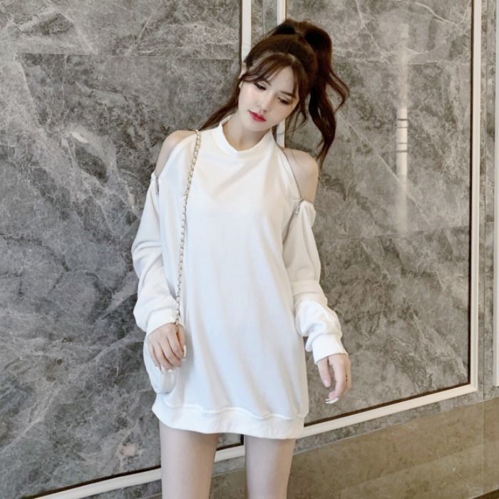 Áo sweater cổ tròn tay dài có khóa kéo thời trang Hàn Quốc | BigBuy360 - bigbuy360.vn