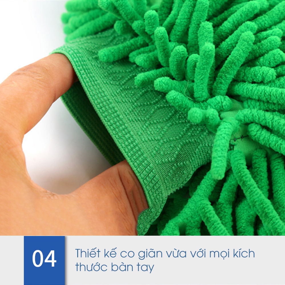 Găng tay rửa xe ô tô chuyên dụng Tâm Luân, sợi vải mịn, thấm hút tốt, không lo xước sơn, không trầy xước kính