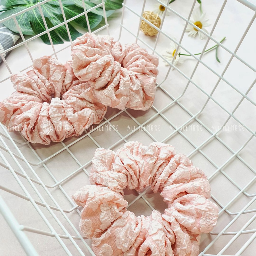 Dây Buộc Tóc Scrunchies AlittleMORE Hoa Nhí Họa Tiết Xinh Xắn Nữ Tính Cột Tóc Đẹp Dễ Thương