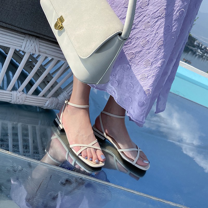 Sandal cao gót nữ 2 phân đế vuông quai chéo Giày cao gót nữ Hàn Quốc cao cấp G04