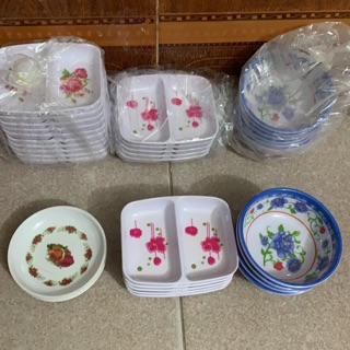 Đĩa muối tròn, đĩa hai ngăn, bát nước chấm nhựa phíp