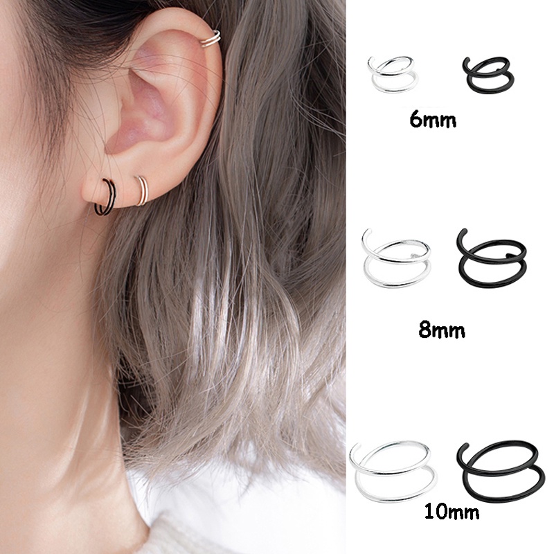 1 Cặp Khuyên Tai Tròn Bằng Thép Không Gỉ Thời Trang Unisex