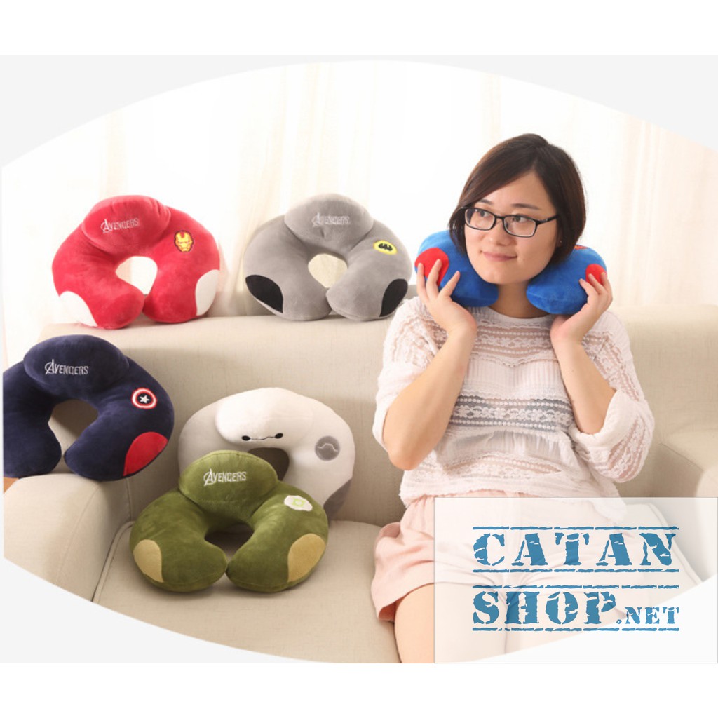 Gối tựa cổ Chữ U Avenger đa năng siêu cute, gối kê đầu ngủ trưa văn phòng nỉ nhung Siêu Mịn, gối máy bay, đi tàu xe | BigBuy360 - bigbuy360.vn