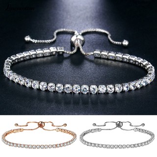 Luxury Cubic Zircon Single Row Pull Slider Bracelet Adjustable Bangle