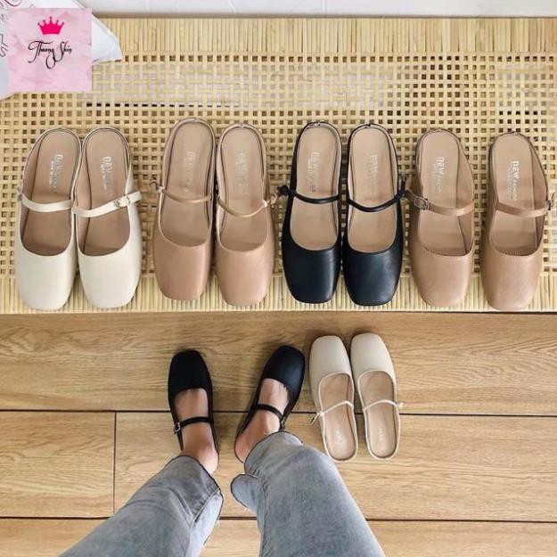 LOẠI 1 GIÀY SỤC NỮ MŨI VUÔNG ĐẾ BỆT CÓ QUAI GB07