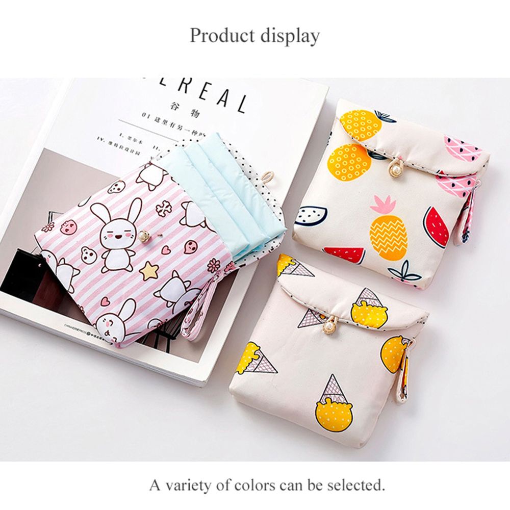 Túi đựng băng vệ sinh tampon khăn ăn sức chứa lớn họa tiết hoạt hình nhỏ gọn