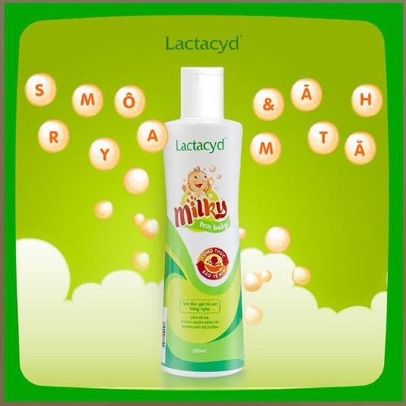 Sữa tắm gội cho bé Lactacyd Milky 250ml ngừa rôm sẩy [ babyboo]