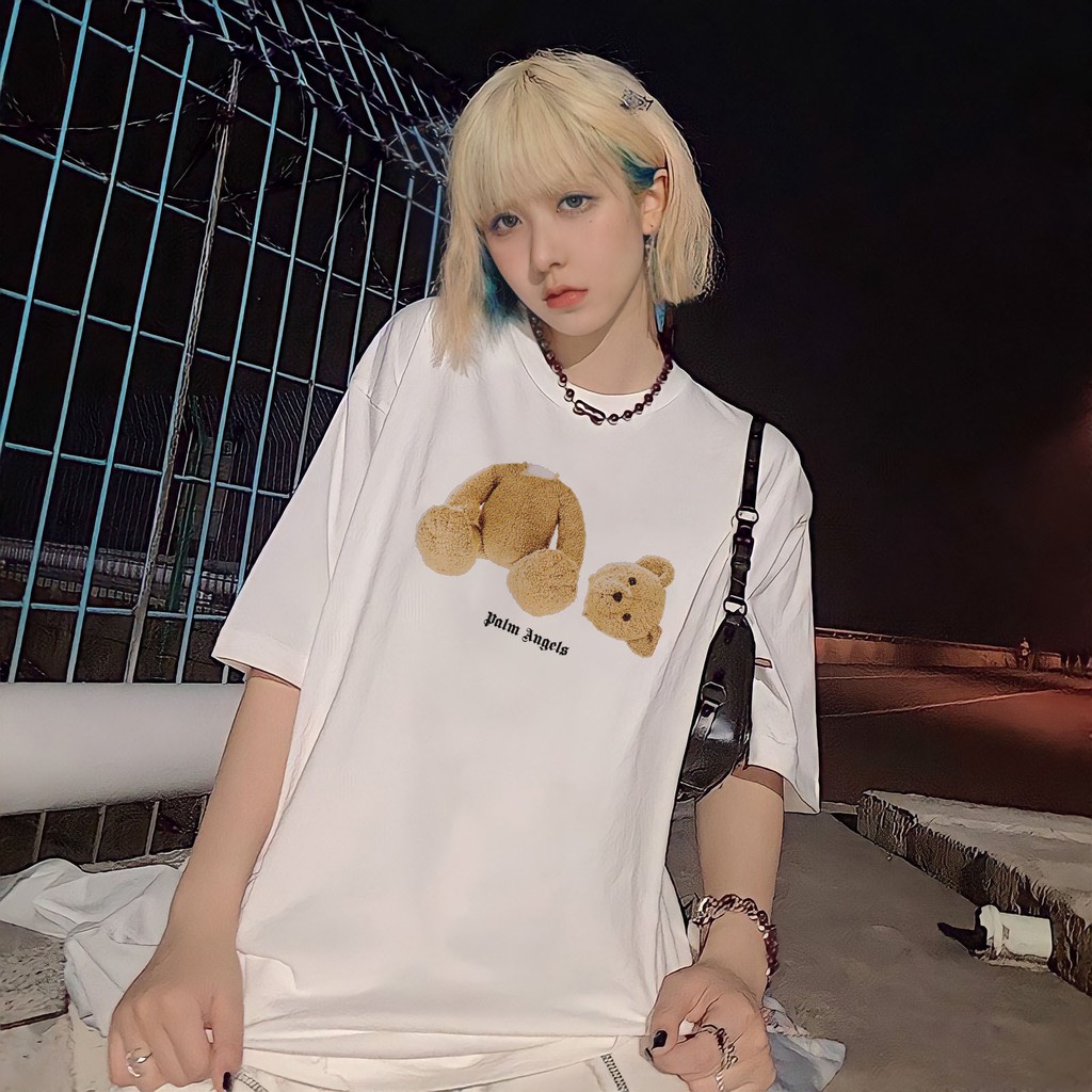Áo phông palm angels form rộng tay lỡ đẹp, áo thun palm angels form rộng tay lỡ unisex cotton AT106 Miucho in logo