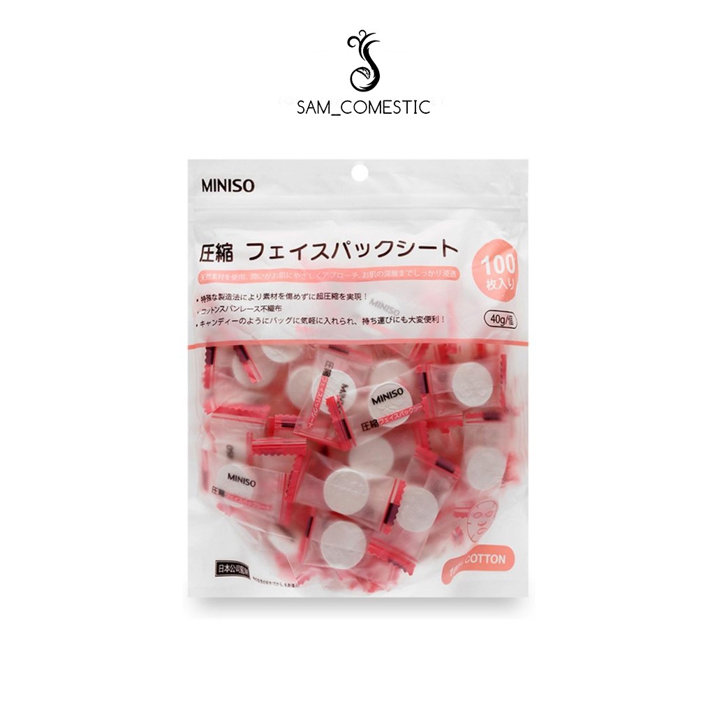 MẶT NẠ ♥𝑭𝑹𝑬𝑬𝑺𝑯𝑰𝑷♥ GÓI 100 VIÊN Mặt Nạ Viên Giấy Nén Miniso Nhật Bản