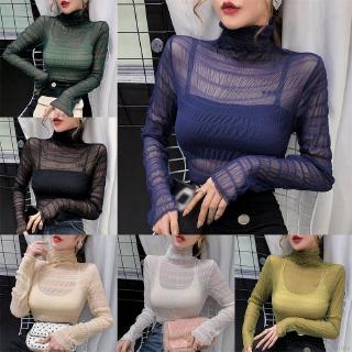 Áo thun nữ dài tay cổ lọ quyến rũ
