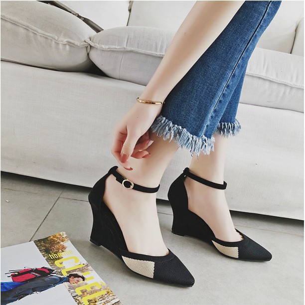 Giày công sở đế xuồng bền đẹp chắc chân cao 8cm 221019